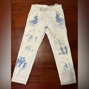 White & Blue Tie Dye Jeans